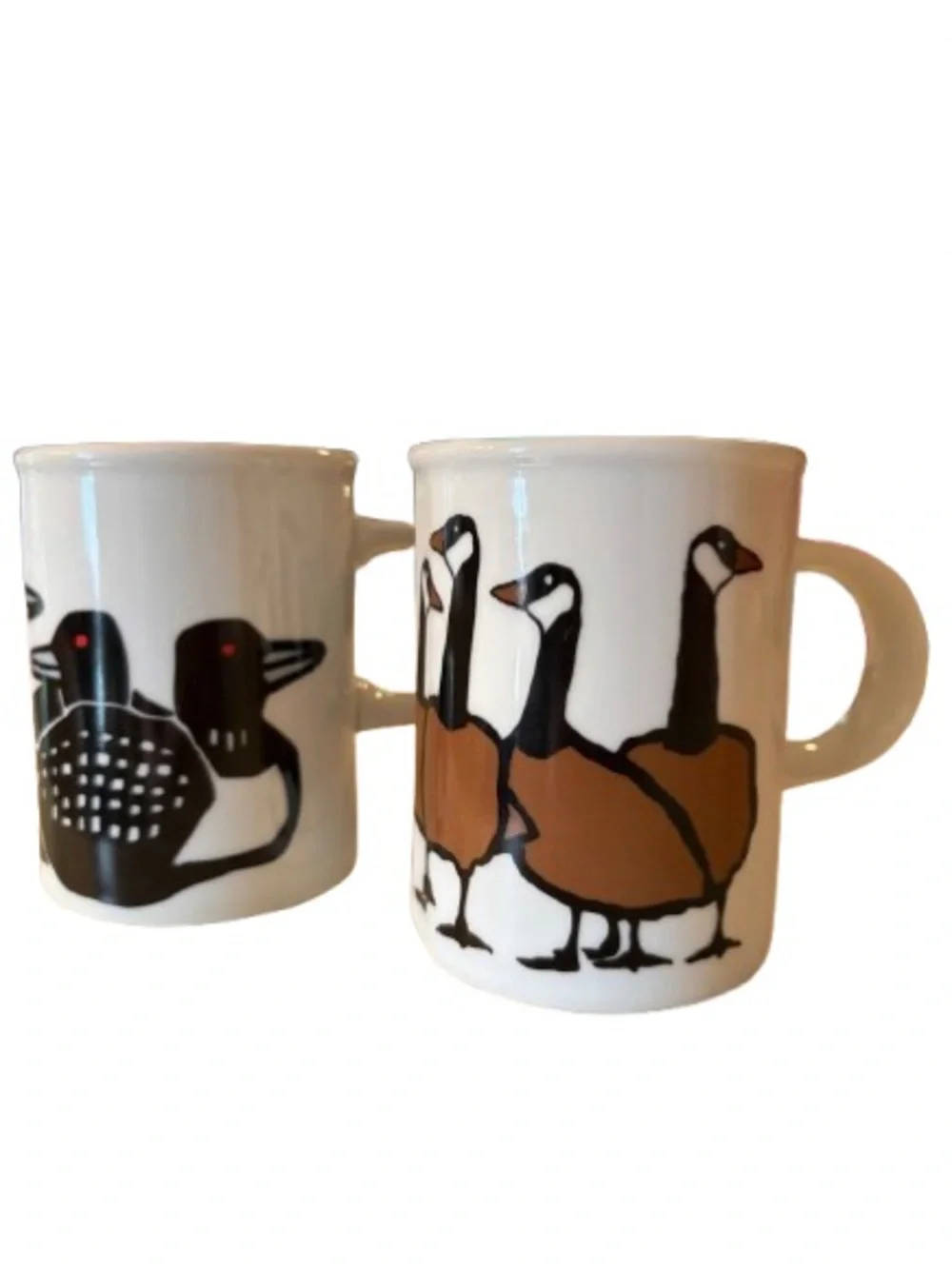 Marc Tetro Danesko Canada Wildlife Mugs Set of 2 Geese & Loons PopArt Cabincore - Picture 1 of 14